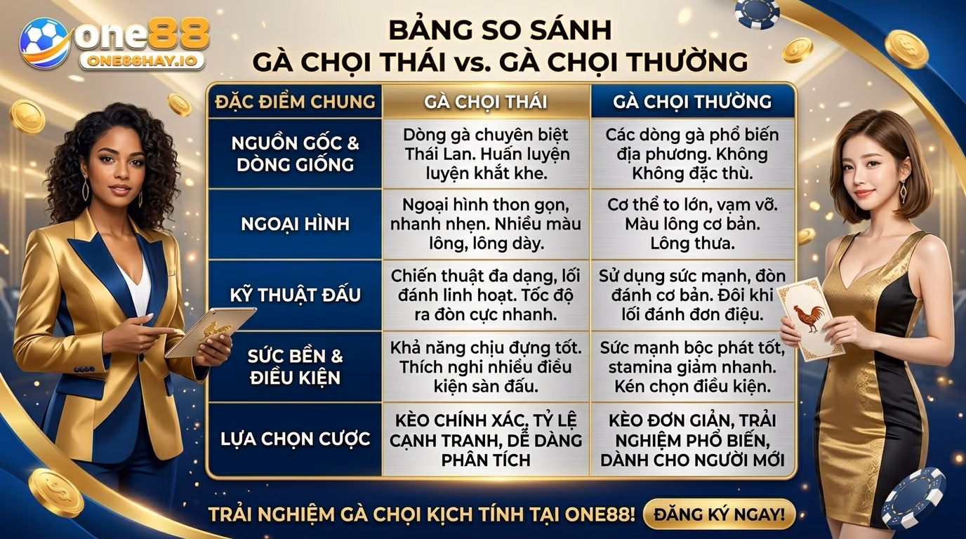 Bảng So Sánh Gà Đòn Thái Lan Và Gà Đòn Phổ Thông