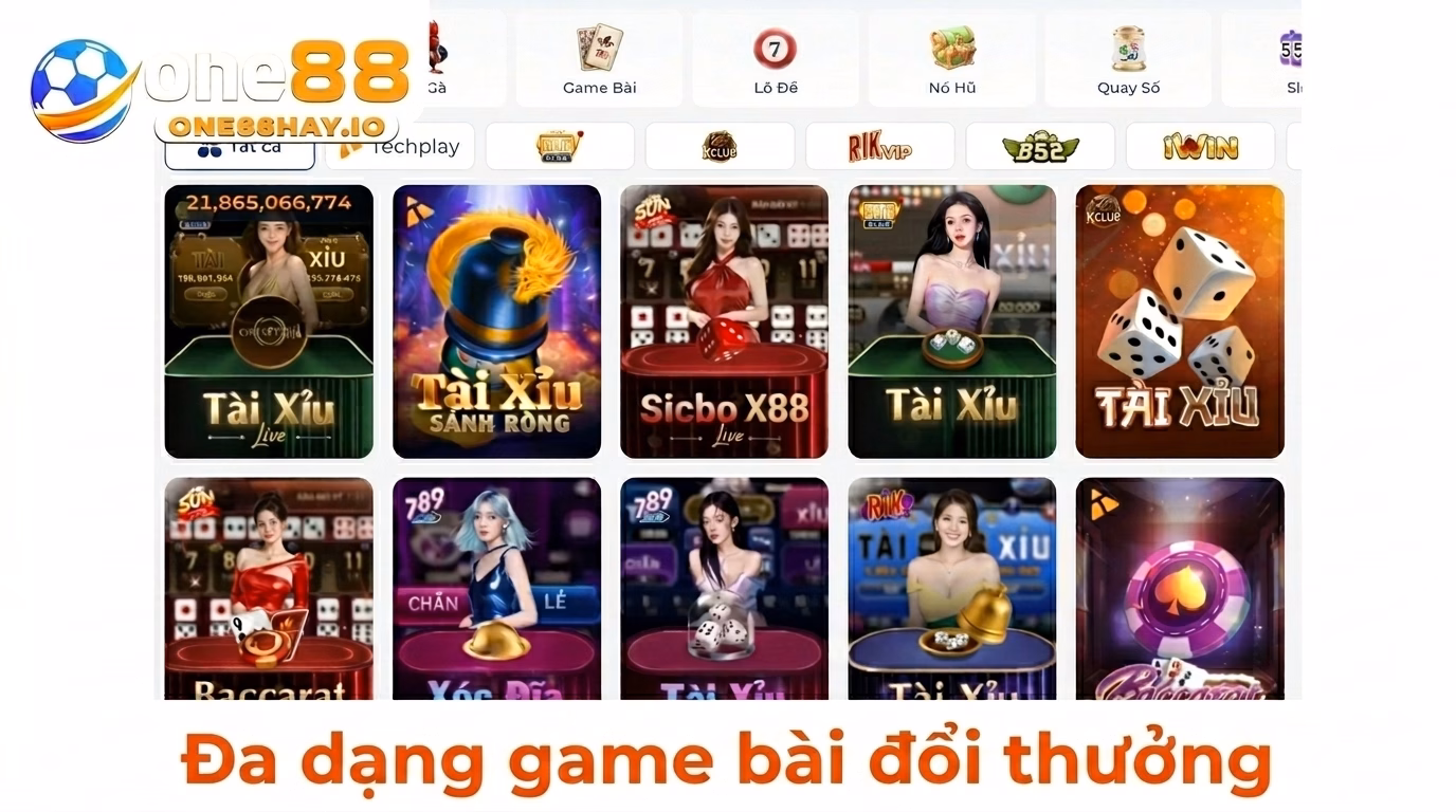 Đa dạng game bài đổi thưởng tại ONE88